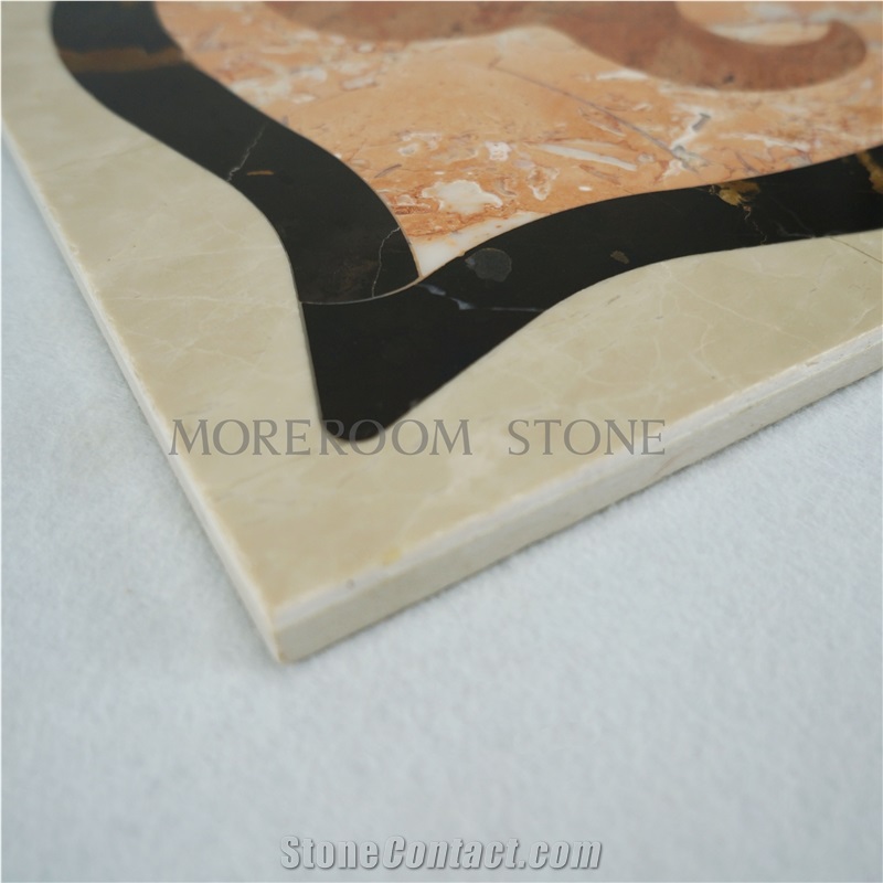 Corner Water-Jet Pattern Thin Compositet Marble Flooring