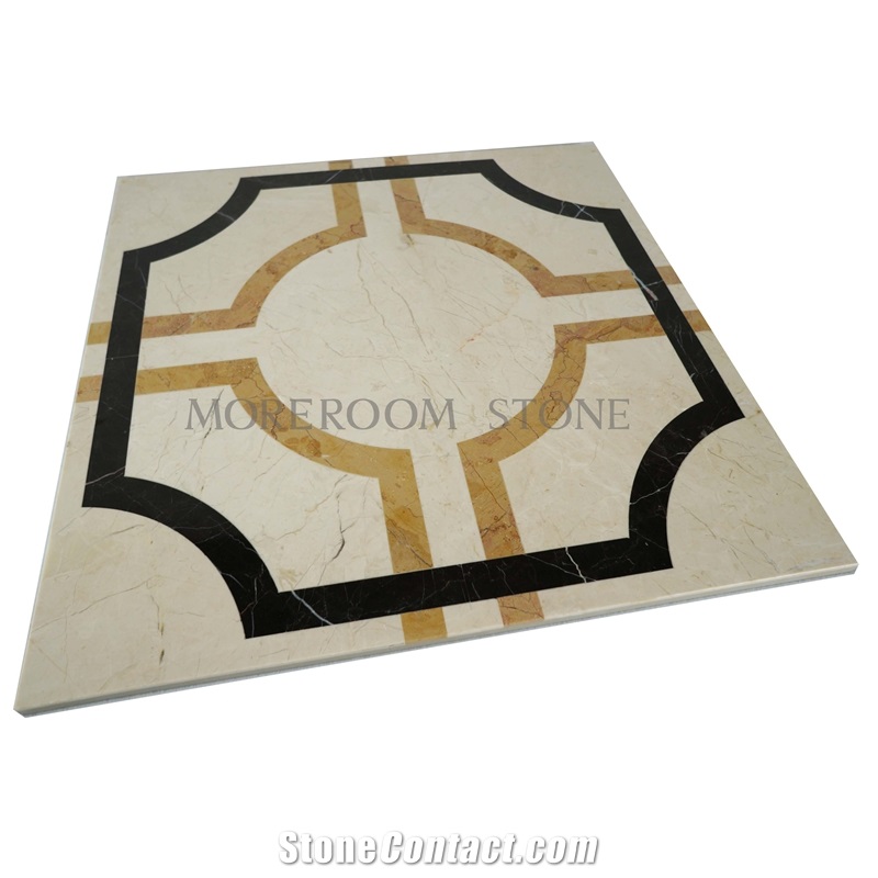 Spain Crema Marfil Marble Water-Jet Flooring & Wall Decorative Medallion Tiles