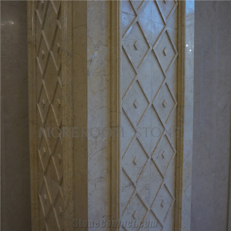 Turkish Marble Beige Marble Tiles Building Stones 3d Decor Boder Cnc Carving Marble Stone Marble Columns Indoor Decorative Columns Wall Art Panel Faux Marble Wall Panels Composited 3d Wall