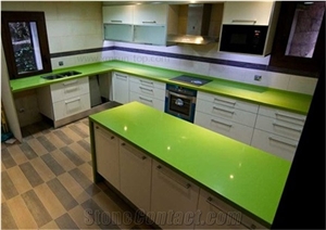 Green Quartz Stone Kitchen Countertop/Engineered Stone Kitchen Top/Artificial Stone Countertop /Solid Surface Top/Quartz Countertop/Silestone