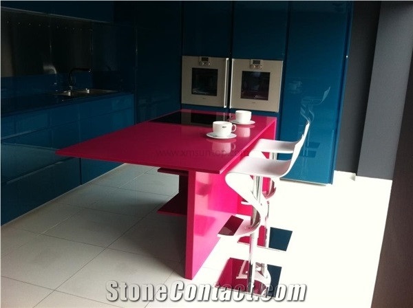 Pink Quartz Stone Kitchen Island Tops/Engineered Stone Kitchen Countertops/Artificial Stone Countertop /Solid Surface Top/Quartz Countertop/Silestone