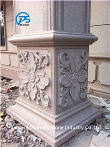 G681 Granite Building Decorative Column, China Factory Column Base Flower Sculpture
