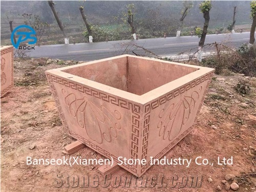 Yellow Sandstone Flower Pot, China Factory, Flower Pot