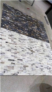 Yh003 Split Face White Marble Mixed Black Marble Mosaic Tiles