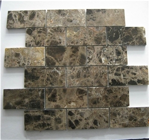 Brown Marble Mosaic, Tumbled Dark Emperador Mosaic, Dark Brown Square Shape Mosaic for Wall Decor, Xiamen Winggreen Manufacturer