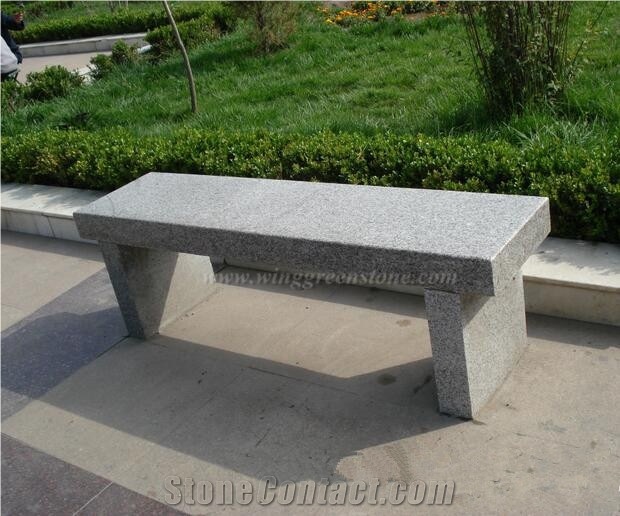 China Grey Granite Bench, G603 Granite Garden Bench, Bianco Crystal Granite Shaped Chairs for Outdoor Use, Xiamen Winggreen Manufacturer