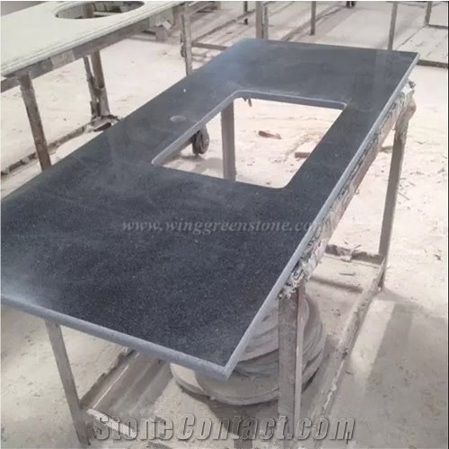China Impala Black Granite Countertops, Sesame Black Bench Tops, Dark Grey Custom Kitchen Countertops, Padang Dark Granite Kitchen Desk Tops, Xiamen Winggreen Manufacturer
