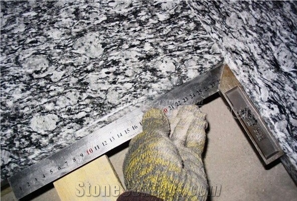 China Spary White Granite Kitchen Countertop , Sea-Wave White Granite Polished Cut to Size