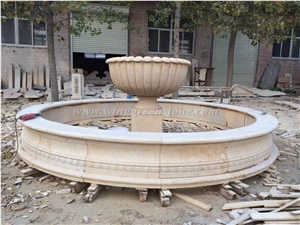Chinese Beige Marble Exterior Water Fountain