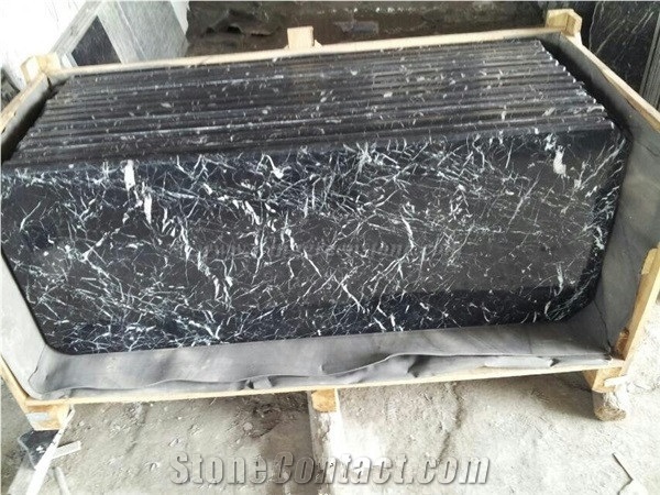 Chinese Black Marble Kitchen Countertops, Top Polished Black Marquina Kithchen Island Tops, China Negro Marquina Kithchen Worktops, Xiamen Winggreen Manufacturer