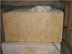 Chinese Yellow Marble, Guang Yellow/Pacific Gold Marble Tiles & Slabs with Red Lines, for Countertops, Wall Panels, Fountains, Xiamen Winggreen Manufacturer