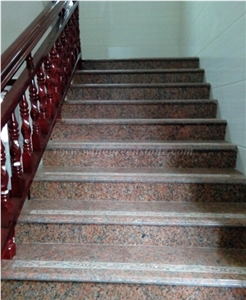 G562 Maple Red Granite Stairs, Full Bullnose Red Granite Steps, Staircase