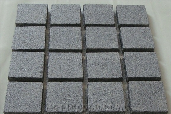G654 Granite Cube Stone, Granite Setts with Plastic Mesh on Back,China Impala,Sesame Black Paving Stones for Walkway/Courtyard/Driveway/Garden Road/Exterior Flooring