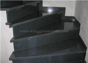 G654 Granite Step,Riser,Skirting,Staircase,G654 Pink Granite Stairs and Steps ,Padang Black Anti-Slip Stairs,Xiamen Winggreen Manufacturer