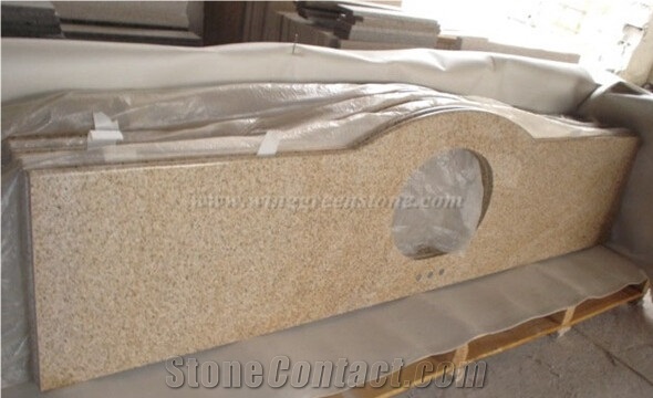 G682 Granite Kitchen Countertop,Island Countertops, Golden Peach,China Rusty Yellow Granite Vanitytop