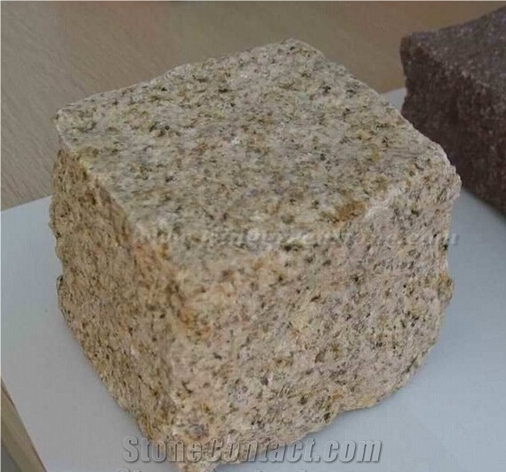G682 Granite Paving Stone/Cubes/Cobble Stone, Yellow Granite Pavers, Landscaping Stone