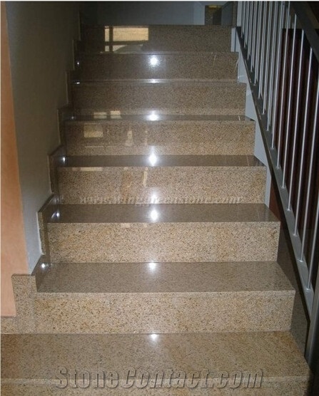 G682 Granite / Rustic Yellow / Sunset Gold Granite Stairs & Steps, China Yellow Granite Stairs & Steps