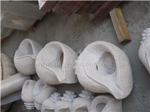 G682 Yellow Granite Sea Snail Sculptures, Sea Snail Stone Carving, Sea Snail Statue for Garden Decoration, Winggreen Stone
