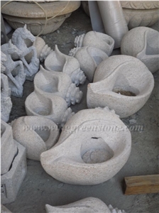 G682 Yellow Granite Sea Snail Sculptures, Sea Snail Stone Carving, Sea Snail Statue for Garden Decoration, Winggreen Stone