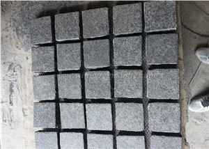 G684 Black Basalt Paving Stone & Cubes on Net, Cobble Stone, Walkway/Driveway Cube Pavers, Exterior Stone