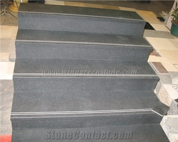 G684 Fuding Black Granite Staircase, China Black Granite, Black Pearl, China Black Granite Stairs & Steps