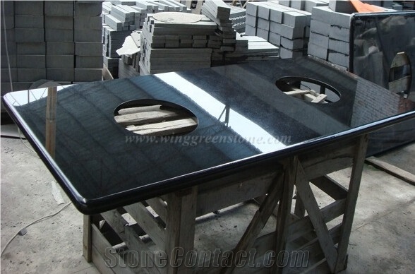 G684 Granite Countertop, Absolute Black Granite Kitchen Top,Raven Black Worktops,Fuding Black,Pearl Black