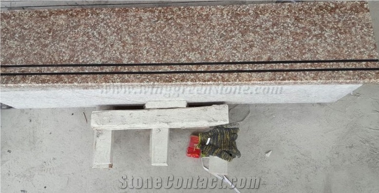 G687 Granite with Competitive Price, Peach Red Granite, China Pink Granite Steps & Risers, Treads and Threshold, Xiamen Winggreen Manufacture
