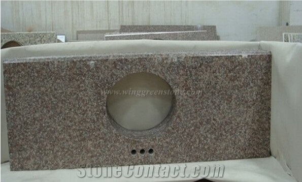 G687 Peach Flower Granite Polished Countertops,China Cheapest Red Granite Kitchen Counter Tops,Bench Tops