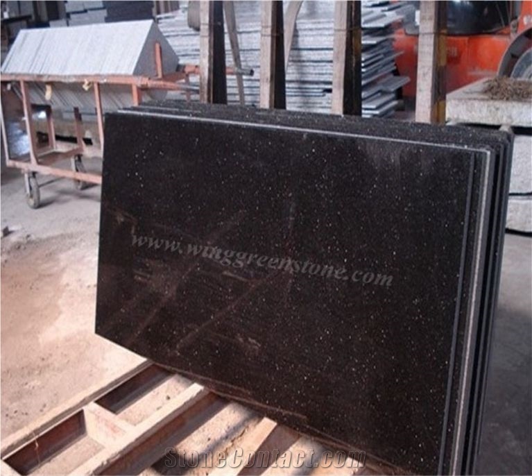 Hot Sale High Quality Black Galaxy Granite Polished Kitchen Countertops