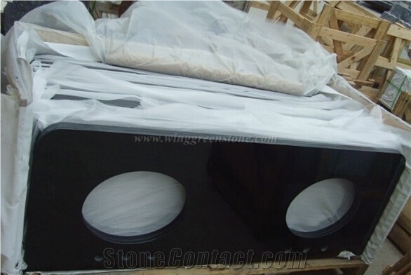Mongolia Black Basalt Vanity Top,Bathroom Countertops,Polished Cut to Size, China Absolute Black Granite Bath Tops,Xiamen Winggreen Manufacturer