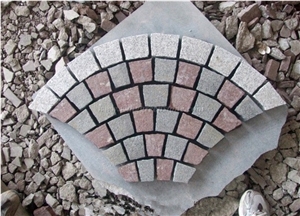 Multicolor Granite Cubes on Net, Dayang Red+G603+G682+G654 Pavers, Natural Split/Tumbled Paving Sets, for Driveway & Garden & Courtyard Paving, Xiamen Winggreen Manufacturer
