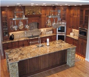 Own Factory Supply Of Golden Persa Granite Polished Kitchen Countertops