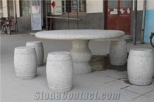 Polpular Granite Table Sets for Ourdoor Decor, Shaped Exterior Furniture, Hand Carved Garden Tables, Xiamen Winggreen Manufacturer