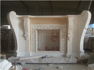 White Marble Fireplace, European Style Fireplaces, Wing Shape Fireplace, Hand Carved Marble Fireplace Decoration & Surrounds