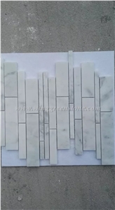 White Marble, Linear Strips Mosaic, Winggreen