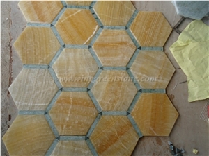 Yellow Onyx Mosaic, Basketweave Mosaic, Winggreen