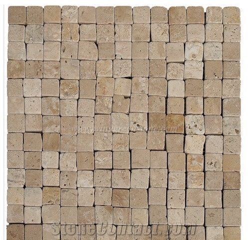 Yellow Travertine Mosaic, Wall & Floor Mosaic, Mosaic Pattern, Xiamen Winggreen Manufacturer