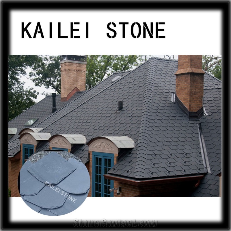 China Grey Slate Roof, Grey Color Roofing Tiles, Deep Scallop Type