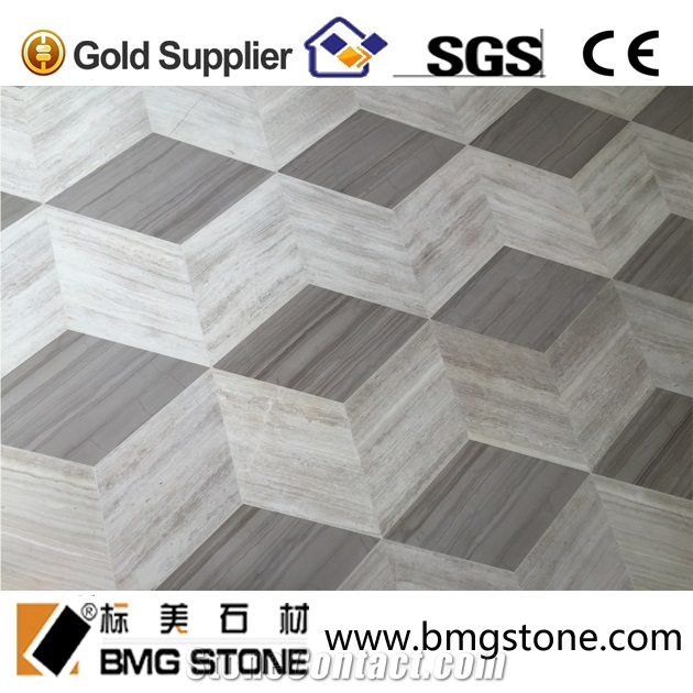 China Wood Grain Waterjet Medallion Marble Flooring Colors