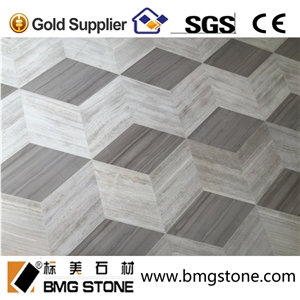 China Wood Grain Waterjet Medallion Marble Flooring Colors