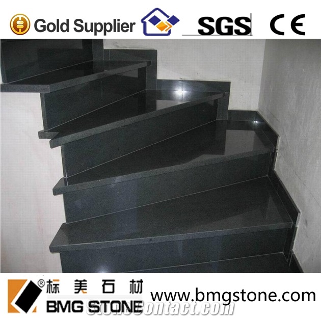 G654 Black Granite Dark Grey Staircase