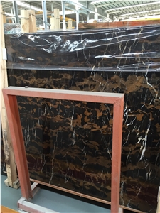 Black Gold Marble Slabs & Tiles, Pakistan Black Marble Tiles for Bath Tops
