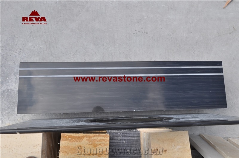 Royal Black Marble Stairs & Steps, Black Marble Stair Treads and Risers, Royal Golden Flower Marble Stair Riser