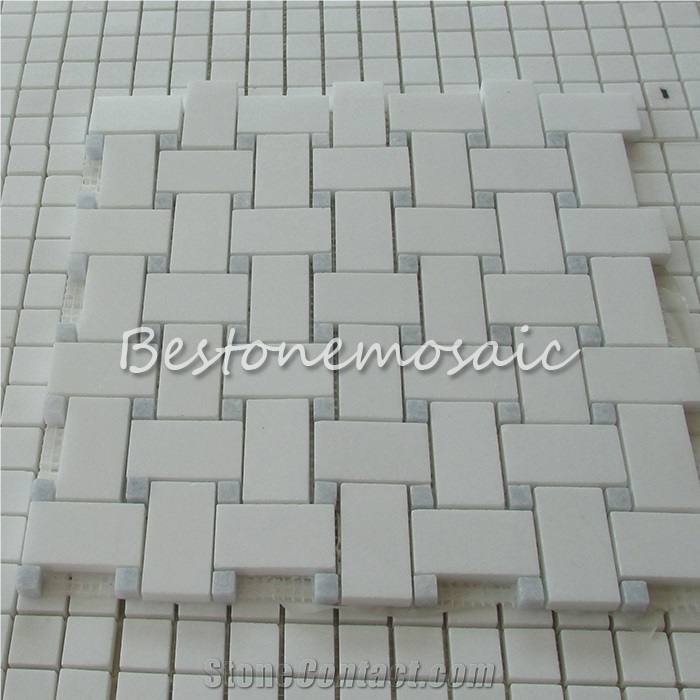 Bestone Mosaic White&Grey Polished Marble Mosaic Pattern, Calacatta Gold Marble, Wall Mosaic