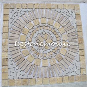 Bestonemosaic Beige&White Art Pattern Marble Mosaic, Mosaic Pattern, Wall Mosiac, Quare Mosaic,Polished Mosaic, Mosaic Pattern, Indoor Decoration Mosaic, Wall Mosaic, Floor Mosaic
