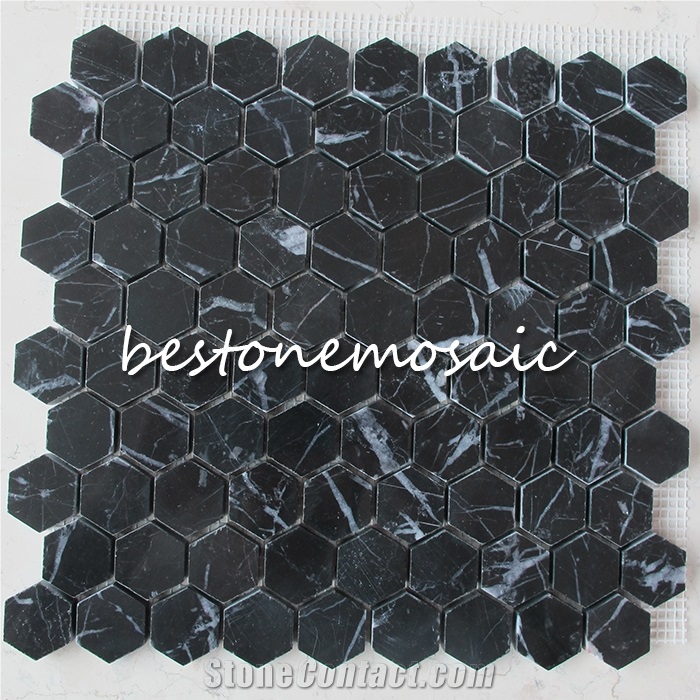 Bestonemosaic Black Marble Mosaic, Wall Mosiac, Quare Mosaic,Polished Mosaic， Mosaic Pattern, Indoor Decoration Mosaic, Floor Mosaic