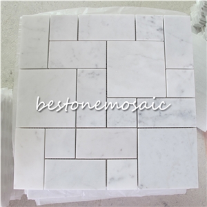 Bestonemosaic Italy White Polished Marble Mosaic Pattern, Calacatta Gold Marble Wall Mosaic Tiles