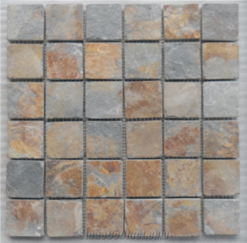 Rustic Slate Mosaic Tiles ,Stone Mosaic for Wall Cladding