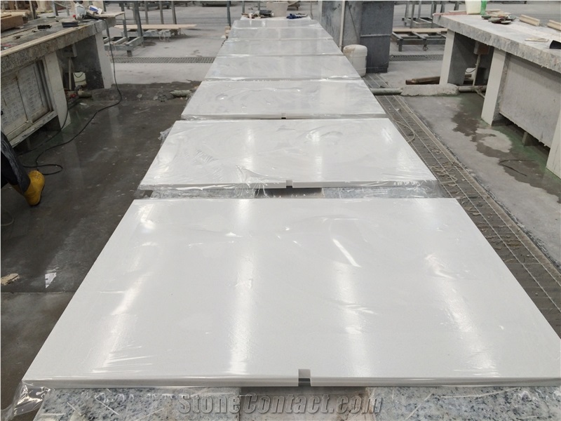 K016 Top for Nightstand, Engineering Quartz Stone White Quartz Tabletops,Reception