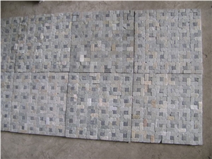 Black Slate with Yellow Quartzite Mosaic,Stone Wall Mosaic,Quartzite Mosaic Pattern for Interior Wall Decoration
